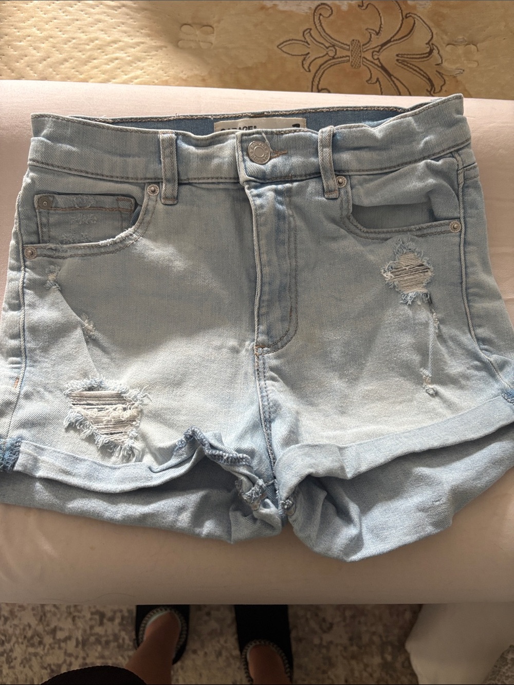 Garage Light Blue Distressed Women’s Denim Shorts. Size 3